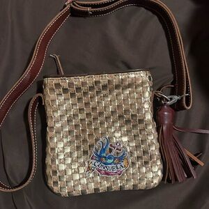 Consuela Gold and Brown Crossbody Bag